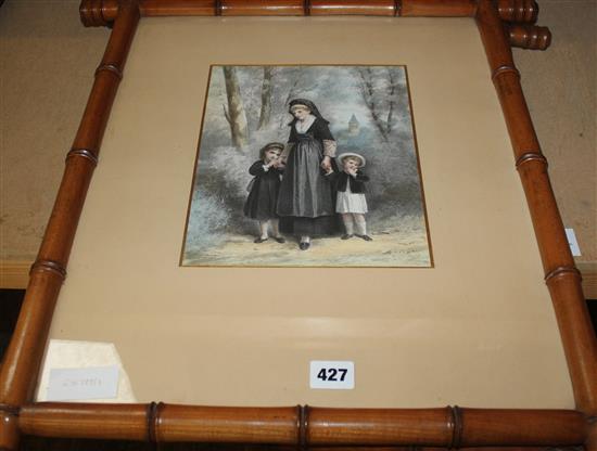 2 faux bamboo signed prints